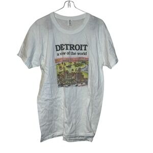 Tea Swing Men's T-Shirt Detroit With Map Single Stitch Crew Neck Short Sleeve XL